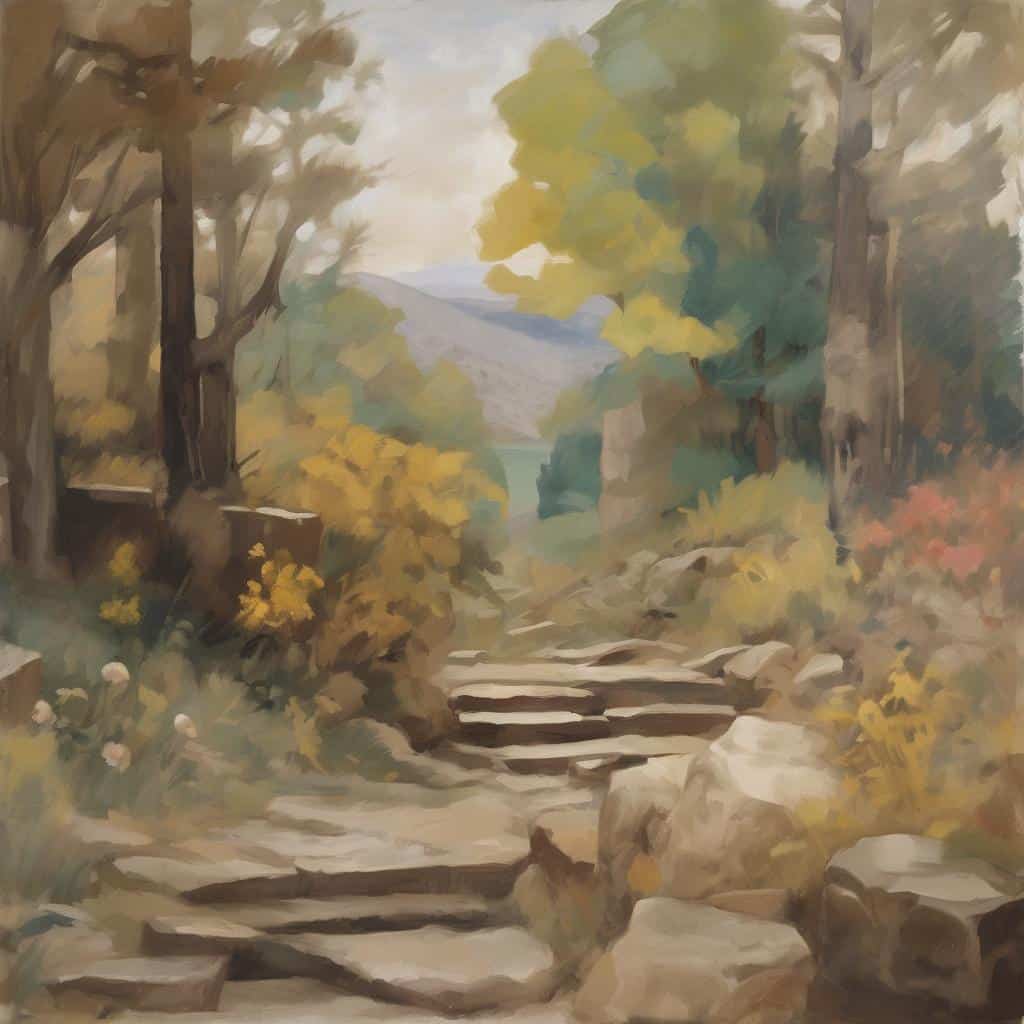 Ανάλυση και ερμηνεία καλλιτεχνικών δημιουργιών σε φύση με βουνοκορφές.